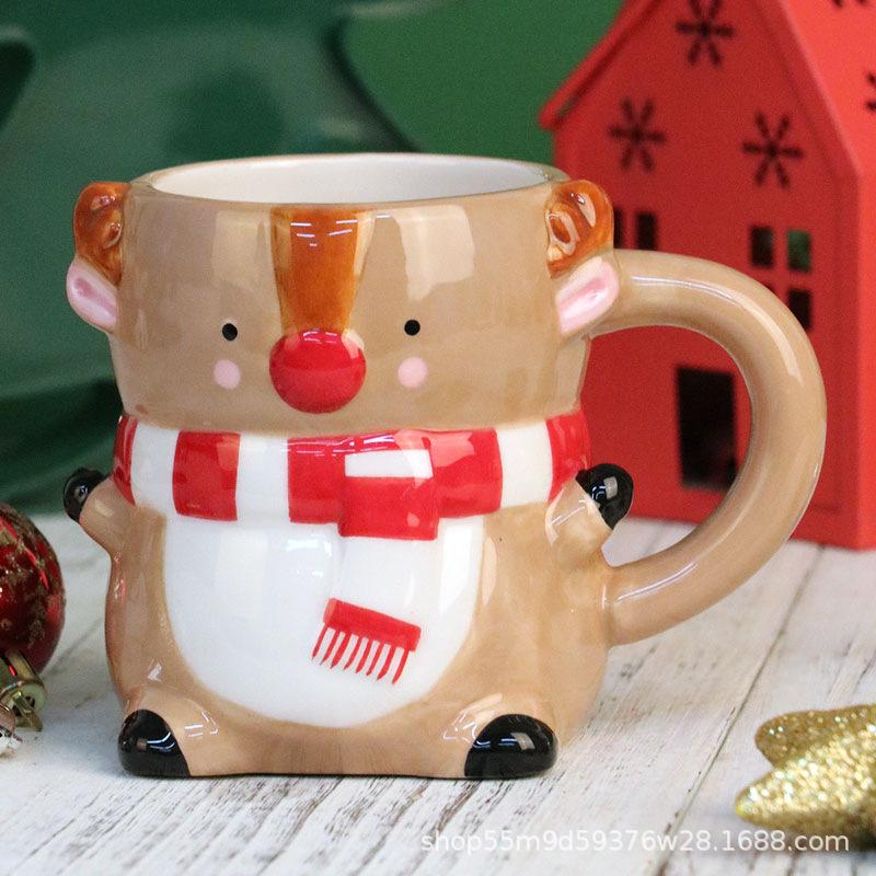 Nejnovější populární hrnek Santa Clause keramický hrnek dárková krabička s kresleným 3D ručně kresleným dárkem kreativní hrnek vánoční sváteční dárek