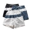 Men's Blue White Stripe Casual Shorts – Elastic Drawstring Waist Nylon Shorts for Summer Daily & Streetwear
