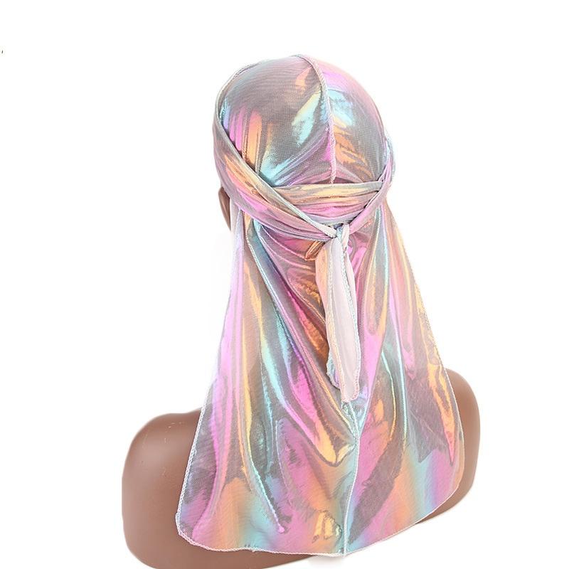 Männer Frauen Laser Bandana Turban Hut Mit Glitzer Regenbogen Stirnband Und Verstellbarer Passform
