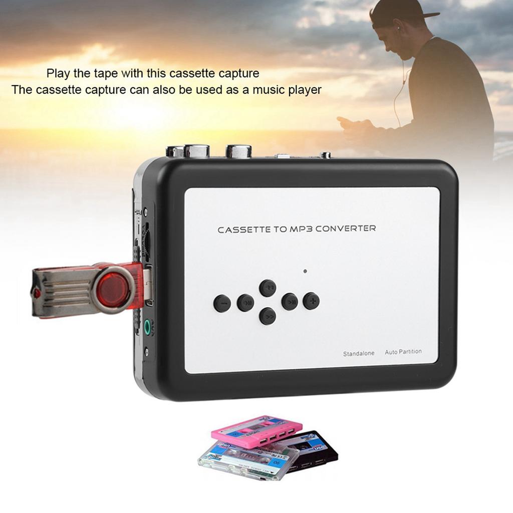 Portable Cassette Tape To MP3 Converter USB Flash Drive Capture Audio Music Player