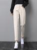 Off-White Women's High Waist Velvet-Lined Slimming Cropped Harem Jeans
