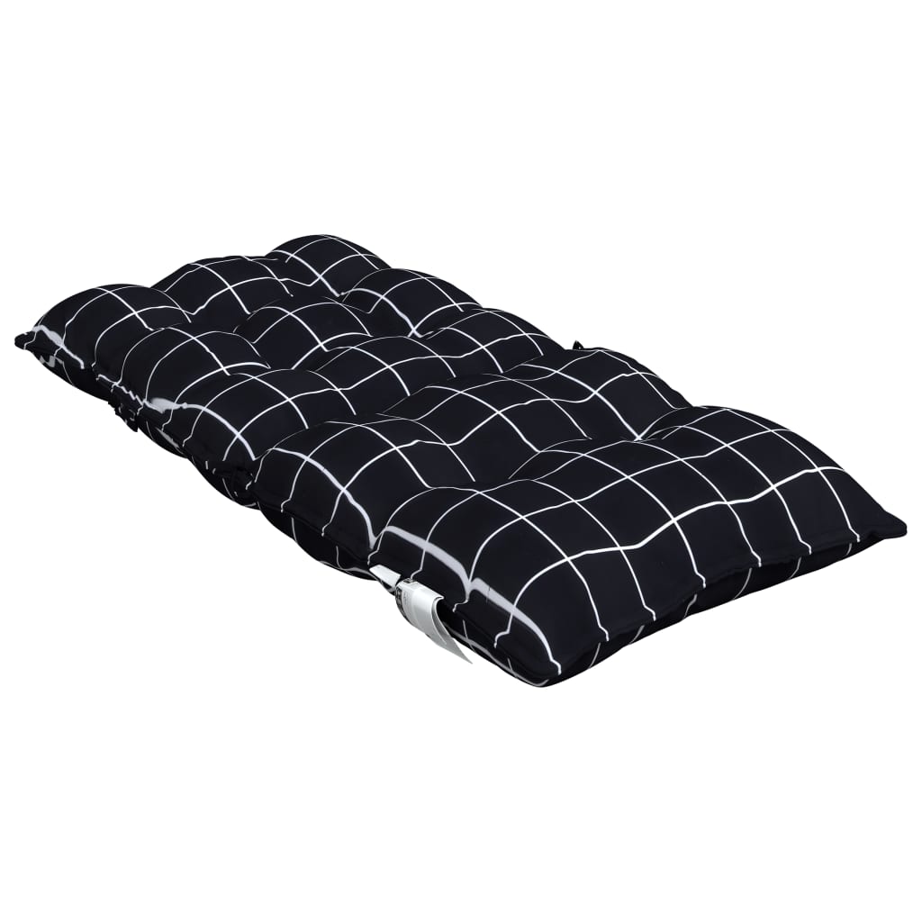 Low Back Chair Cushions 2 Pcs Black Checkered Pattern Oxford Fabric