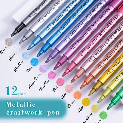 12 Farben/Set Metallic Marker Stifte Silber Gold Lackstifte für schwarzes Papier Glas Felsmalerei Scrapbook Album Graffiti Stift