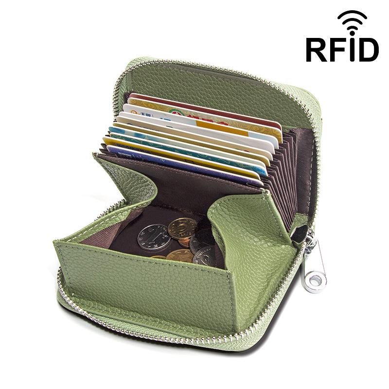 Japanese RFID Anti-Skimming Accordion Wallet: Large Capacity Genuine Leather Card Holder & Coin Purse