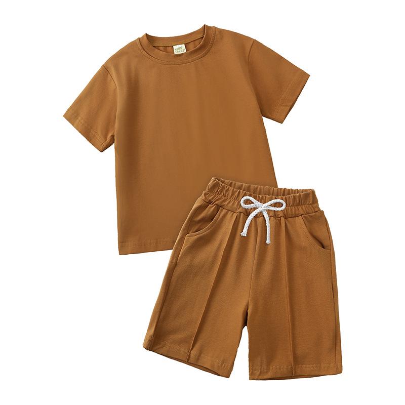 2026 Summer Boys' Casual T-shirt and Shorts Set - Loose Fit, Short-Sleeve for Toddlers and Kids (2-Piece Set)