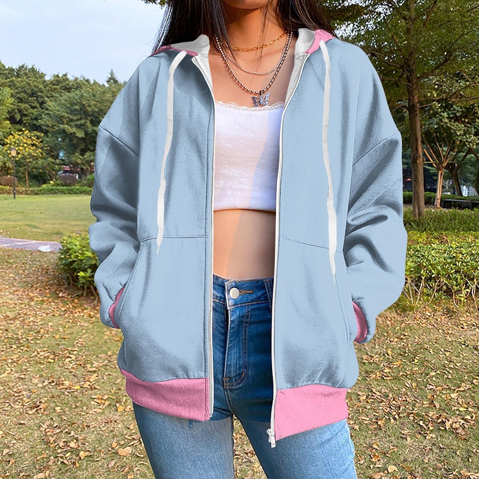 Толстовка с капюшоном на молнии для женщин с длинным рукавом — фото 11