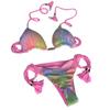 Two Piece Bikini Swimsuit Set Triangle Top with Adjustable Rope Straps and Low Rise Bottoms for Women Beachwear Swimwear