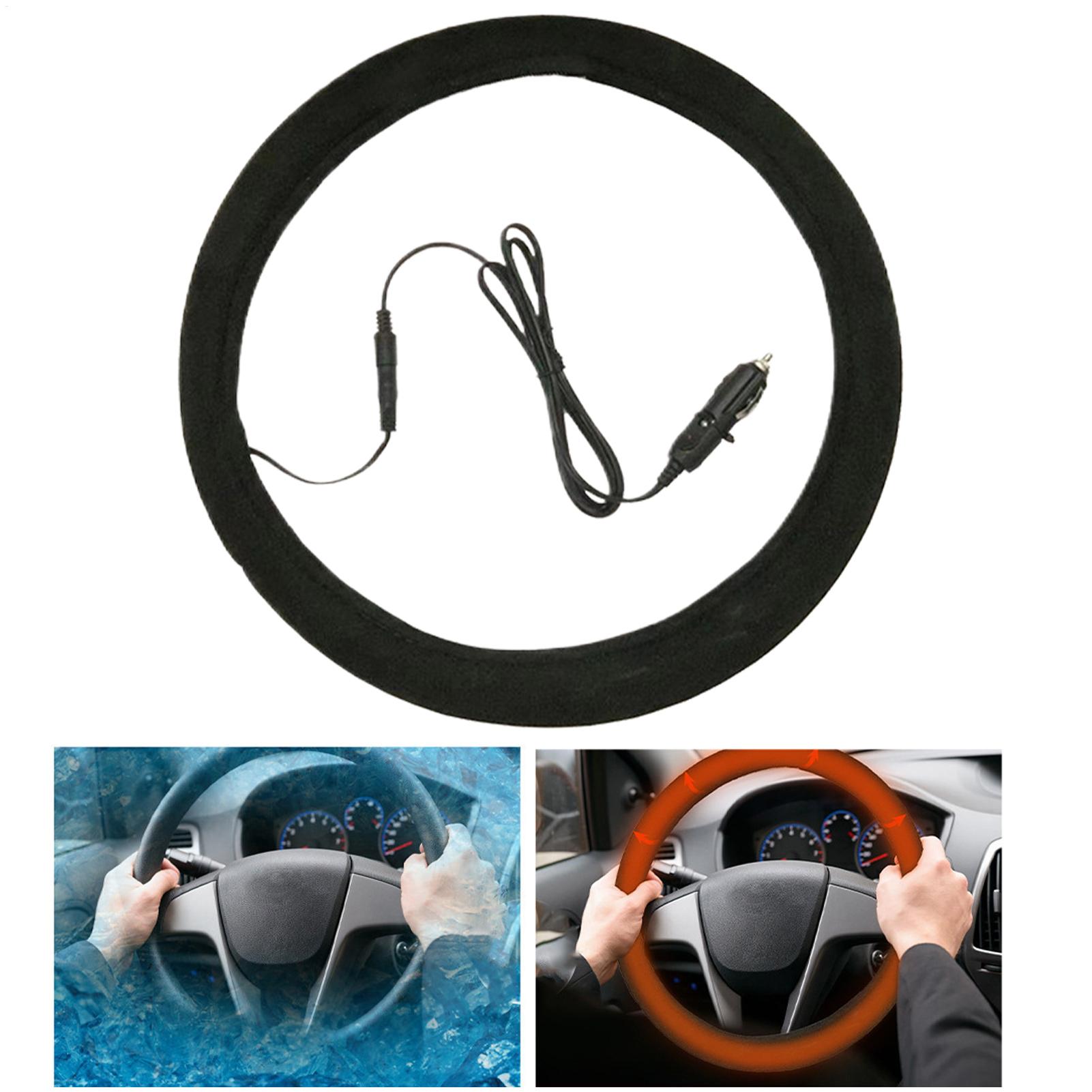 

Heated Steering Wheel Cover 12v Plug-in PU Leather Cordless Heated Protector Automotive Steering Wheel Warmer Cover For Cars CN