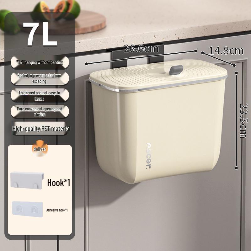 

Light Luxury Large-Capacity Wall-Mounted Trash Can for Bathroom, Kitchen, and Bedroom