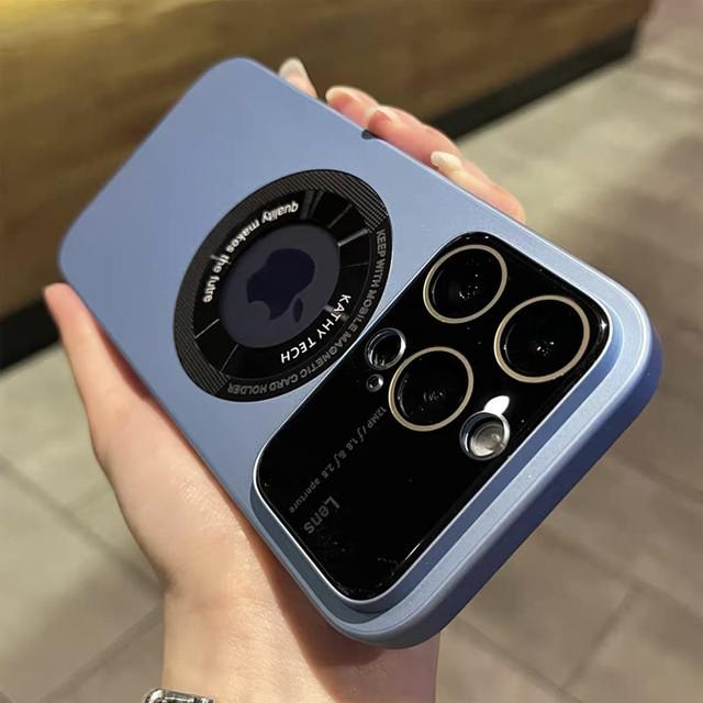 Magnetické puzdro na bezdrôtové nabíjanie Magsafe pre Iphone 14 13 12 Pro Max Logo Otvor na fotoaparát Kryt na mobilný telefón Funda
