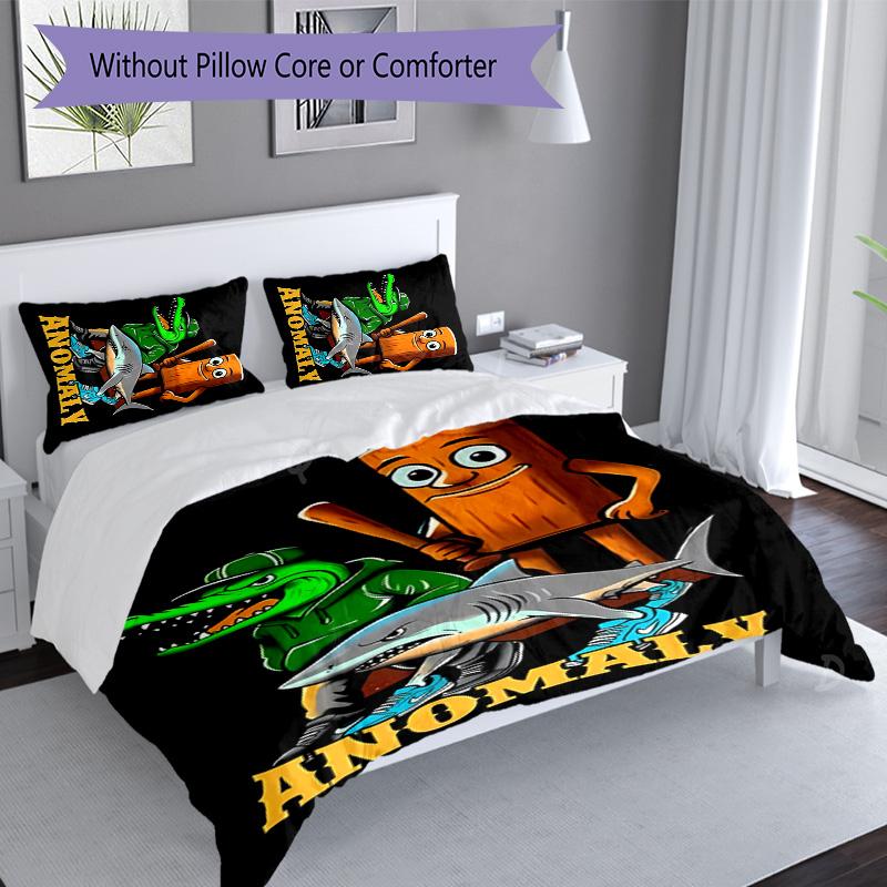 3pcs Italian Brainrot characters2 pattern bedding set duvet cover set includes duvet cover &pillowcases, perfect all season bedroom decoration & gift