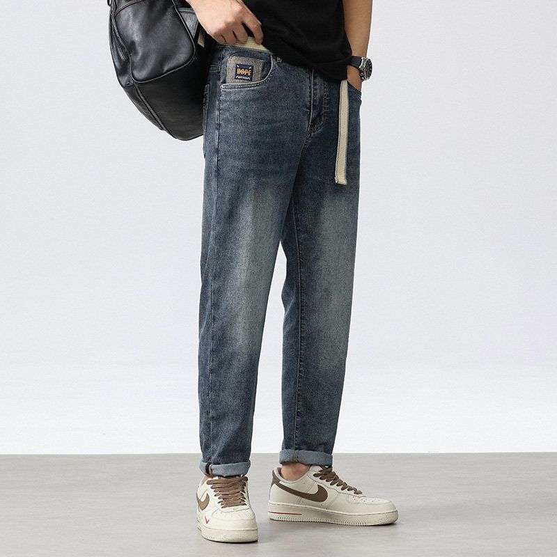 Foreign Trade Surplus American Retro Jeans for Men, Spring and Autumn, Loose Casual Tapered Stretch Skinny Straight-Leg Pants