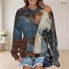 Women Plus Size Tie Dye Printed Round Neck Long Sleeve Pullover Sweatshirt