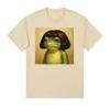 Funny Frog Face with Bob Haircut Meme T Shirt Men Women Humor Short Sleeve T-shirts Vintage Casual Oversized T-shirt