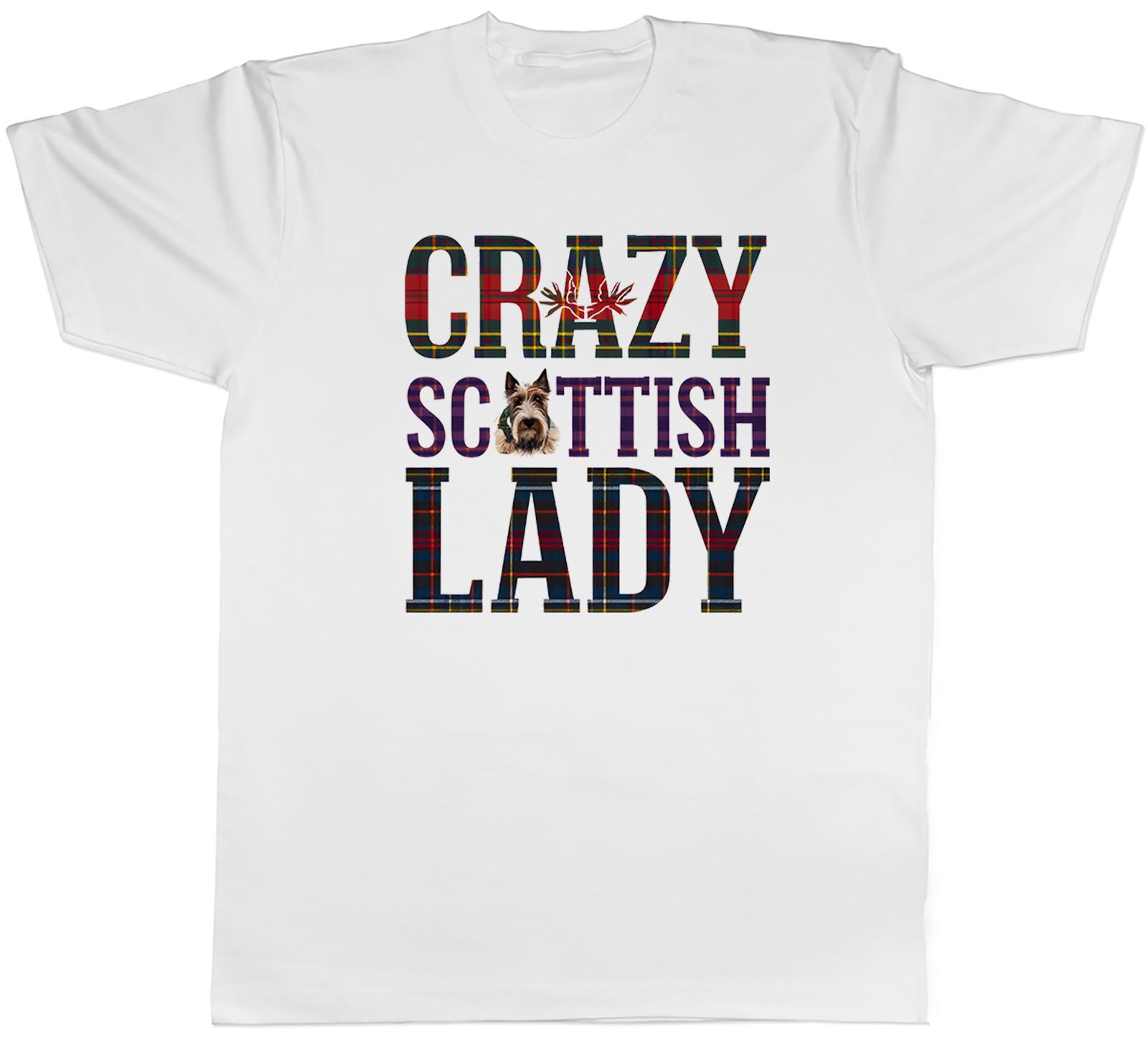 Crazy Scottish Lady Scotland Terrier Tartan Unisexs TShirt Tee Gift Top S
