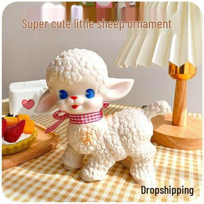 Retro Showa-Style Little Sheep Figurine - Cute Cartoon Desk and Room Accessory