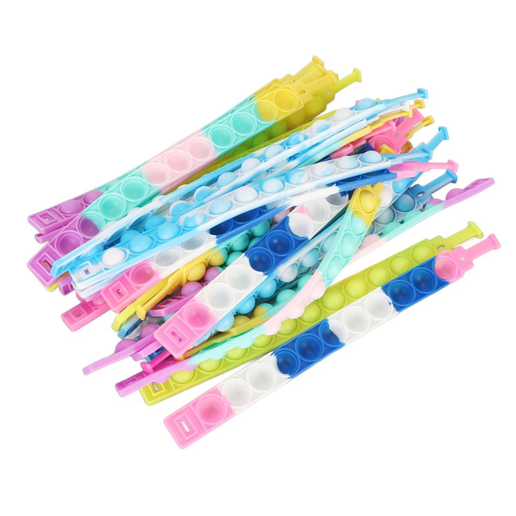 31pcs Push Bubble Bracelet Multicolor Push Bubble Wristband Silicone Stress Reduing Entertaining