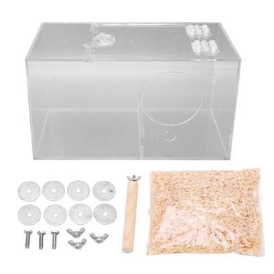 Acrylic Bird Breeding Box Transparent Parrot Nesting Box with Standing Pole and Padding for All