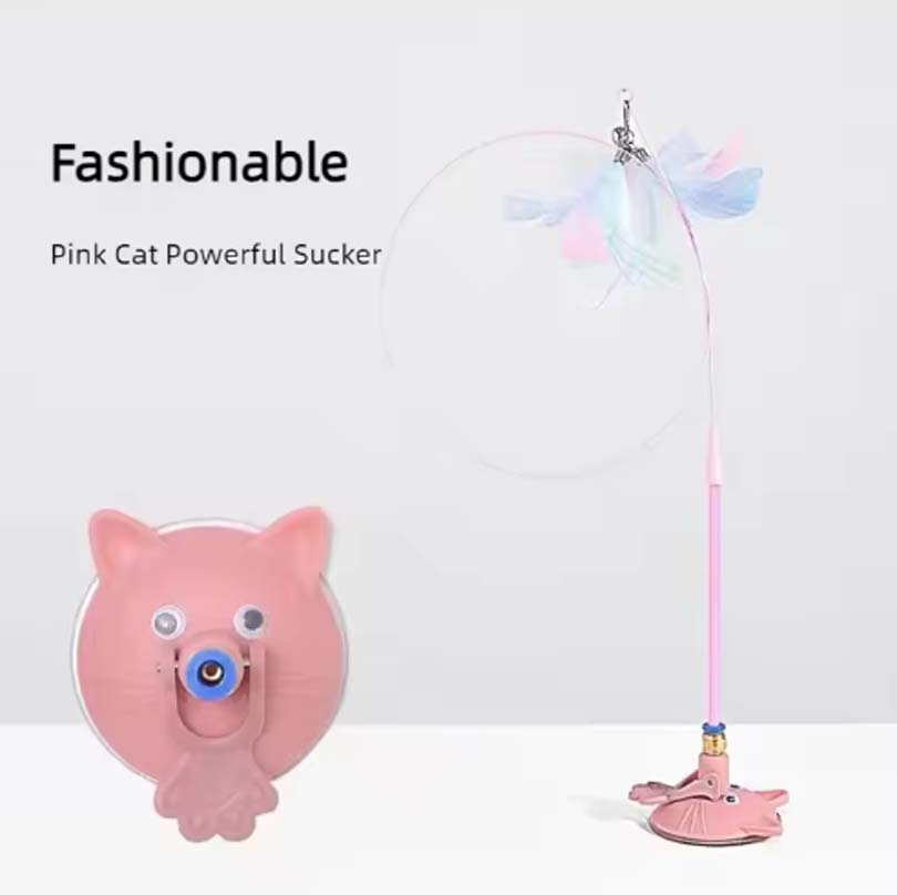 

Забавные игрушки для кошек Интерактивная разборная дразнилка с присоской Пушистое перо Игрушка для игры с котенком для кошачьих товаров розовый