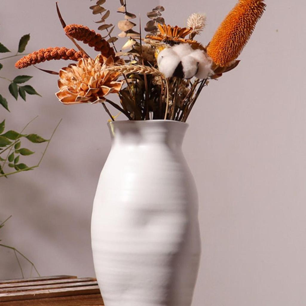Pure White Decorative Vase for Living Room or Entryway - Perfect for Tabletop Flower Arrangements