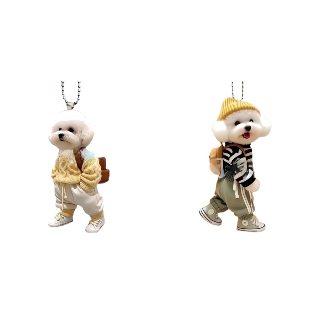 5-1PCS Acrylic 2D Creative Car Hanging Decor Realistic Animal Car Rearview Mirror Pendant Car Auto Interior Decoration