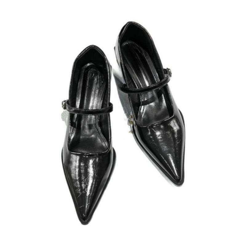 Fashion Mid Heels Women Pointed Toe Shoes 2025 New Autumn Shallow Chunky Shoes Fashion Buckle Pumps Elegant Party Dress Chaussures Femme