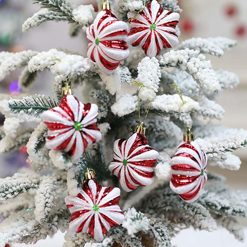 WTEMPO Creative Christmas Decorations Painted Hexagonal Star Ornaments Christmas Tree Hanging Pendants Indoor & Outdoor Party Festive Decor Pendents