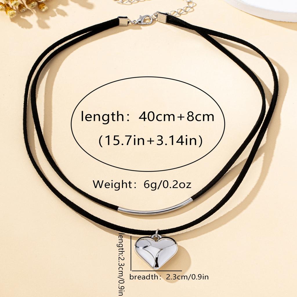 One Piece of Women's Pendant Necklace Ccb Heart-Shaped Velvet Rope Fashion Simple Pendant Necklace Suitable for Daily and Holiday Wear