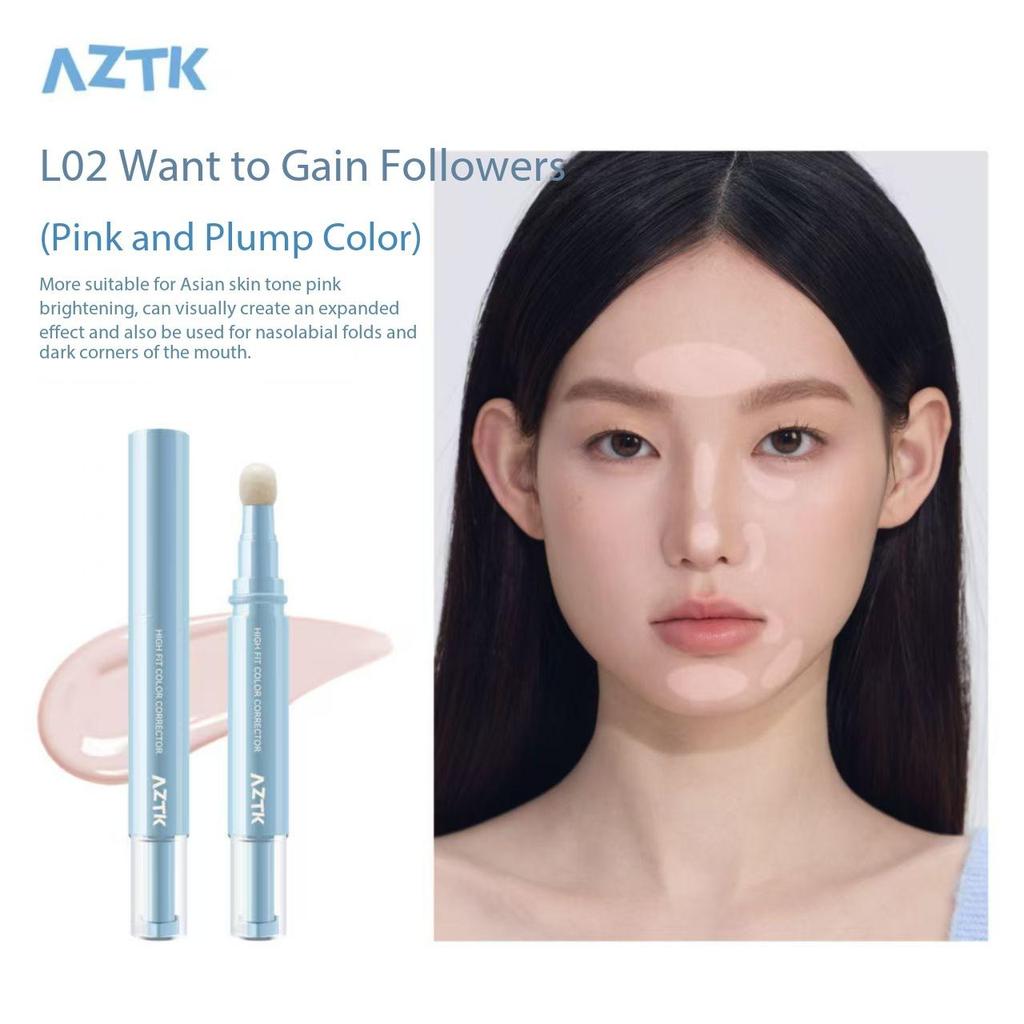 AZTK High Fit Color Corrector Liquid Concealer Pen Highlighter Stick Brightener Contouring Moisturizing Lightweight Powder Cream