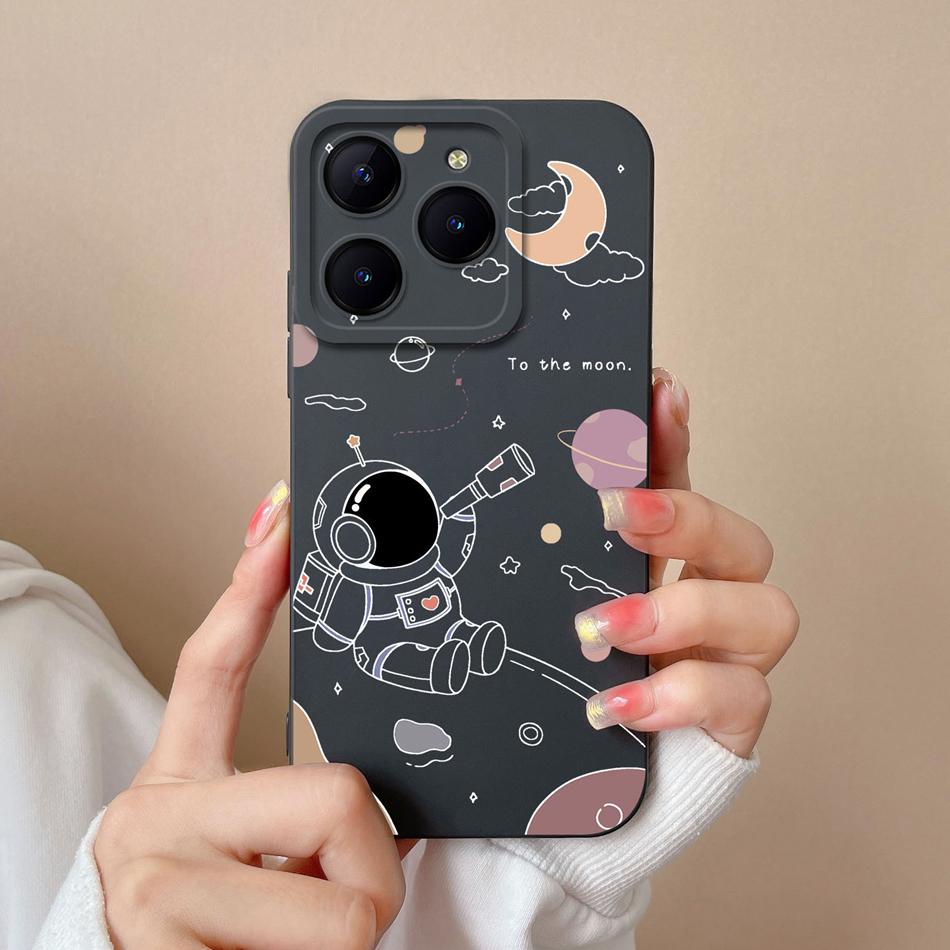 Süßigkeiten-Hülle Für Realme C61 C63 Lustige Astronauten-Flüssigsilikon-Handyhüllen Für Oppo Realme C 63 C 61 Kameraschutz-Rückseite