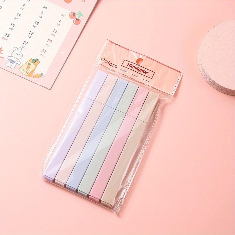 6/12Pcs Pastel Color Highlighter Pen Double Tip Marker Pens Fluorescent Pen Drawing Highlighters Cute Stationery School Supplies