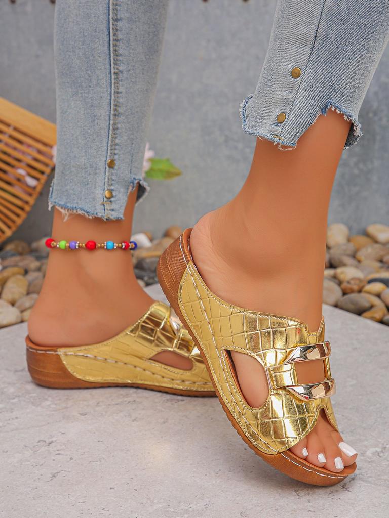 Summer Fashion Women Peep Toe Wedges Platform Slip on Slippers Women Plus Size Shoes for Women 36-43 Beach Sandals