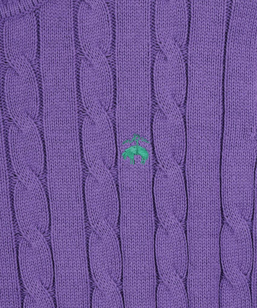BROOKS BROTHERS [Women'S] Cotton Cable Crew Neck Short Sleeve Sweater (Violet) (Bbwrwb201Atfm)