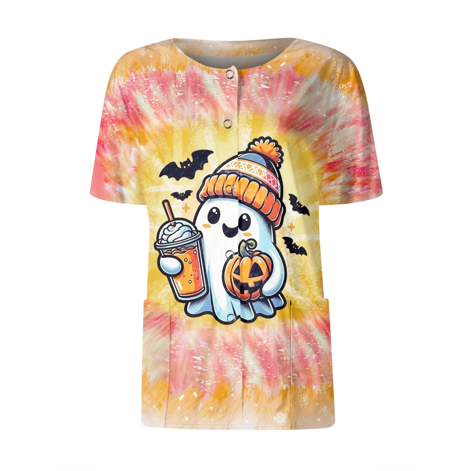 

Женские карманы с короткими рукавами и рисунком, воротник-стойка с рабочим принтом, однобортная защитная одежда, куртка-кардиган, топ XL