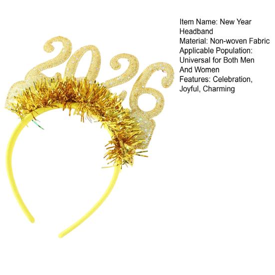 Happy New Year Accessory Sparkling 2026 Headband Glitter Eyeglass for Christmas New Year Eve Party Supplies