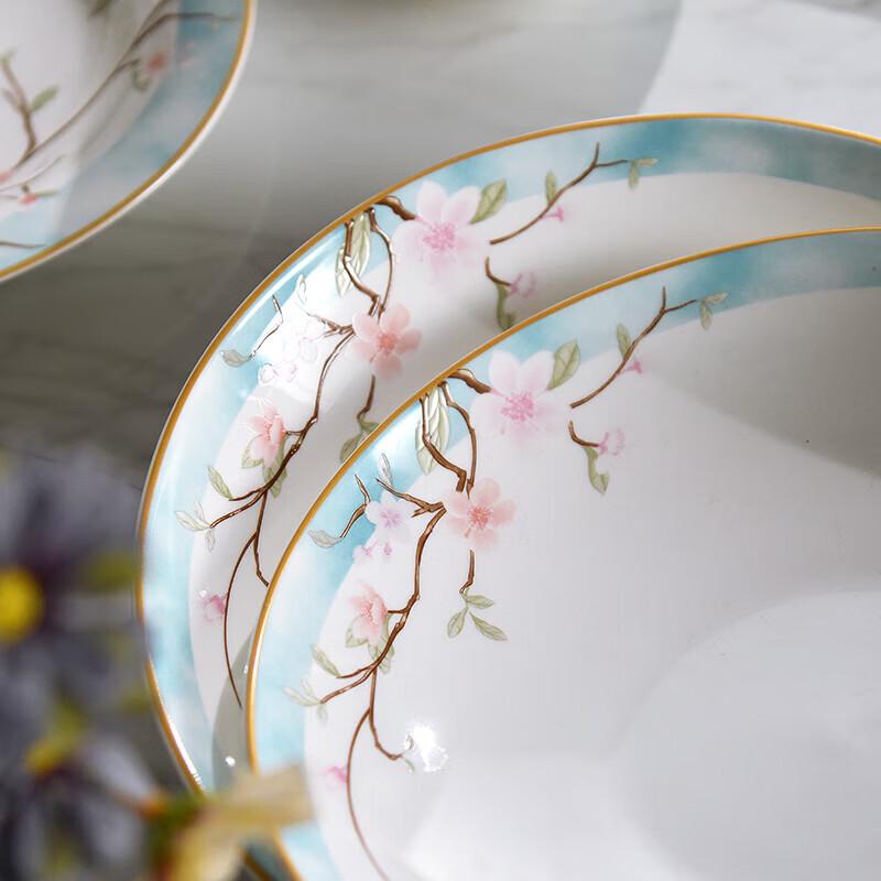 Tang Hui Qianye Taohua 29-Piece Bone China Dinnerware Set