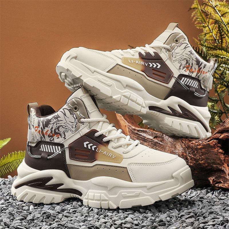 High Top Autumn Leather Casual Sports Daddy Shoes Teen Trend Shoes Martin Boots