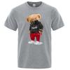 100% Cotton Sports Mask Bear Print Short-sleeved T-shirt male Half-sleeved Summer Casual Oversized T-shirt men Shirt S-3XL