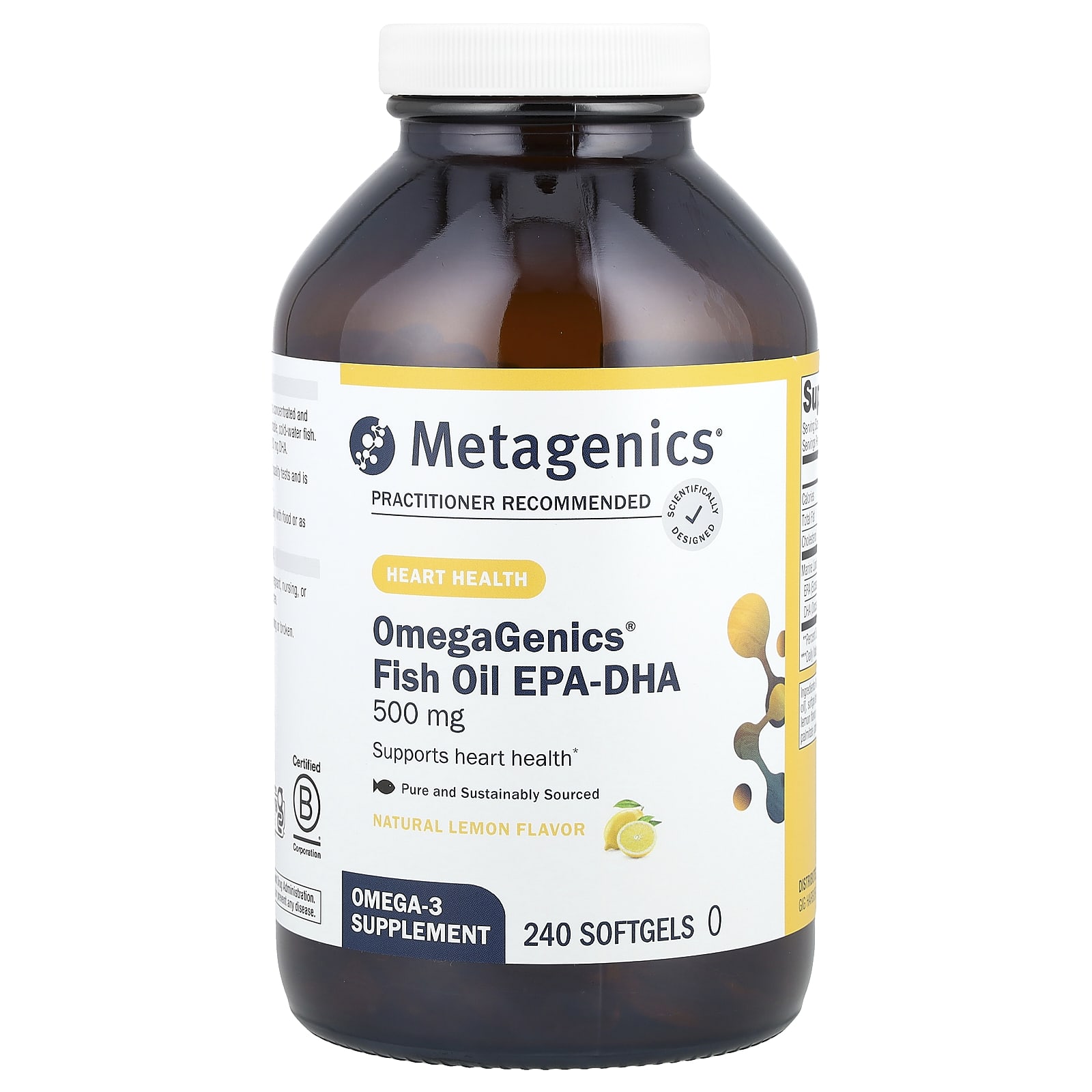 

Omegagenics®, Fish Oil Epa-Dha, Natural Lemon Flavor, 500Mg, 240 Softgels