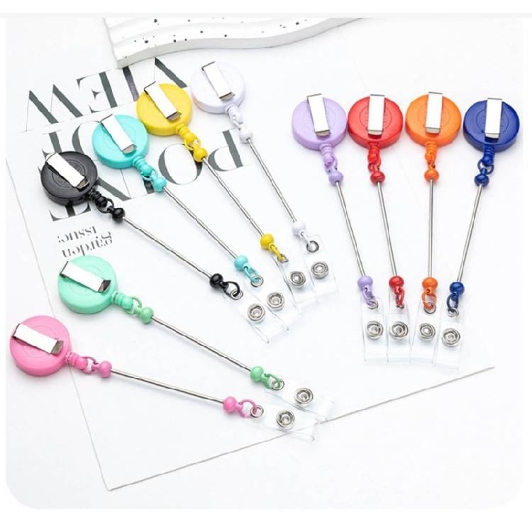 Portable Keychain with Retractable Beaded String Personalized Keyring Accessory
