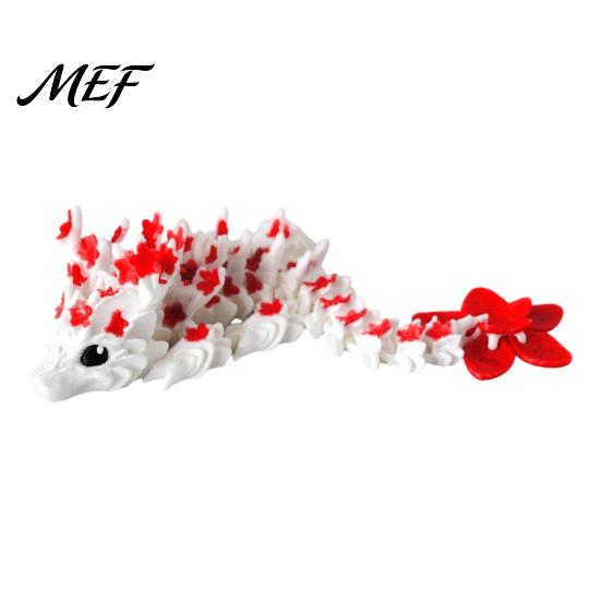 3D Printed Mythical Creature Cherry Blossom Dragon Toy, Articulated Flower Figurine, Flexible Fantasy Animal Toy Movable Joints Model for Desk