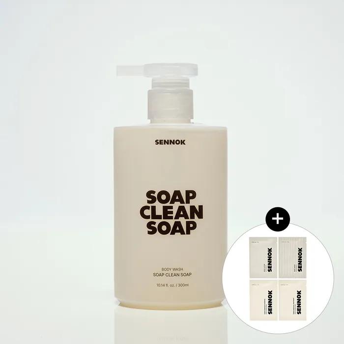 

Гель для душа Мыло Чистое мыло 300 мл + [Бесплатно] Sennok Уход за телом и волосами 4 вида (7млX4)