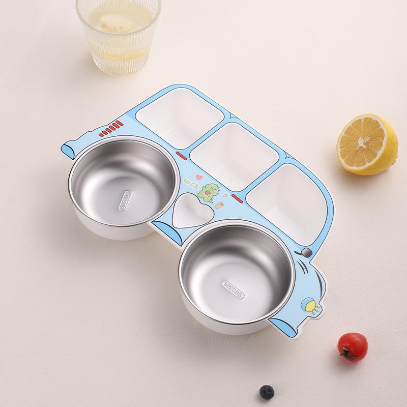304 Stainless Steel Baby Divided Plate with Removable and Washable Cutlery
