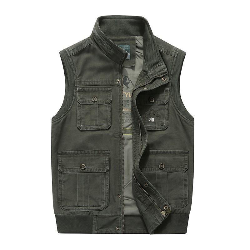 

9856 Men s Multi-Pocket Casual Vest, 95% Cotton, Plus Size, Spring/Autumn Fishing & Photography Gilet L армія зелений колір