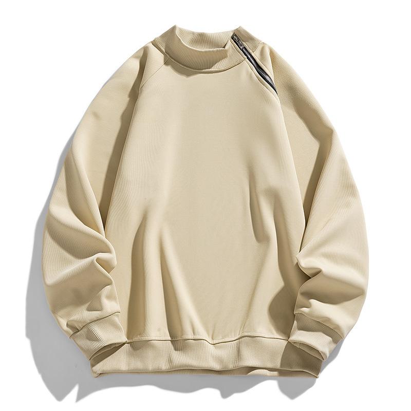 Niche Design Half-high Neck Zipper Long-sleeved Shirt for Men's New Heavy Autumn and Winter Outfit Casual