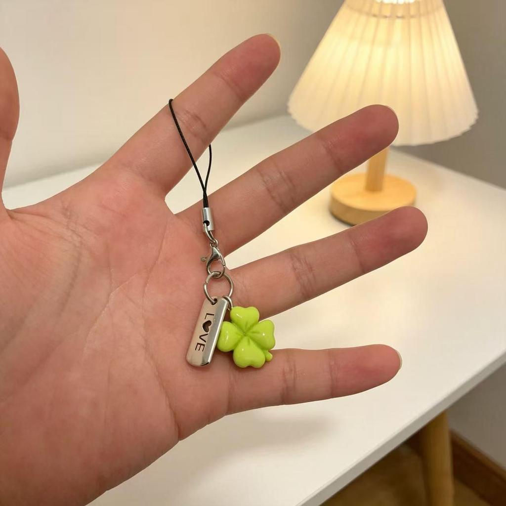 Four-Leaf Clover Charm: Lucky Student Keychain & Phone Lanyard - Chinese Style