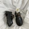 Black small man thick-soled heightening lace-up small leather shoes women's autumn 2025 new versatile retro British style