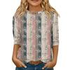 Children's 3/4 Sleeve Tops Casual  Print T Shirt Round Neck Pullover Blouse