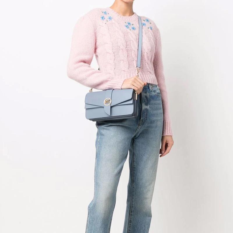 New MICHAEL KORS Greenwich Cow Leather Shoulder Bag Medium Women's Blue 30H1GGRL2L-487