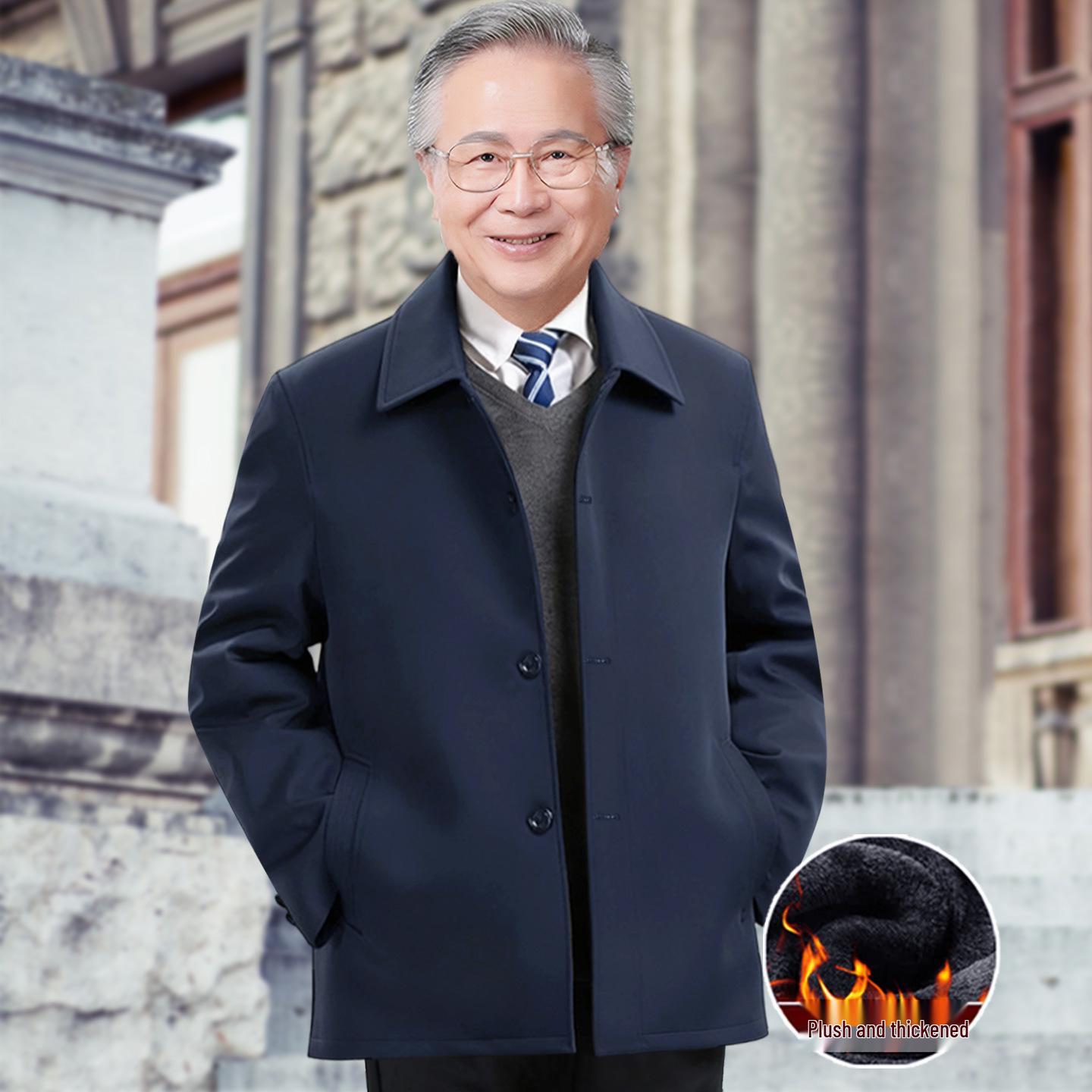 

Men s Winter Cotton-Padded Jacket with Fleece Lining - Suited for Ages 50-70. 180/92A (110-130 jin)